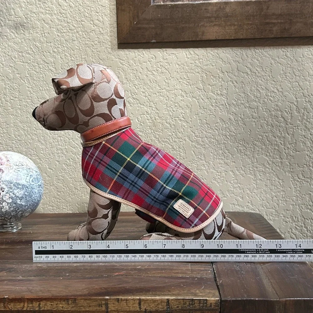 Coach Signature Stuffed Dog #8443 Holiday 2002 Retired Plush Plaid Cape EUC
